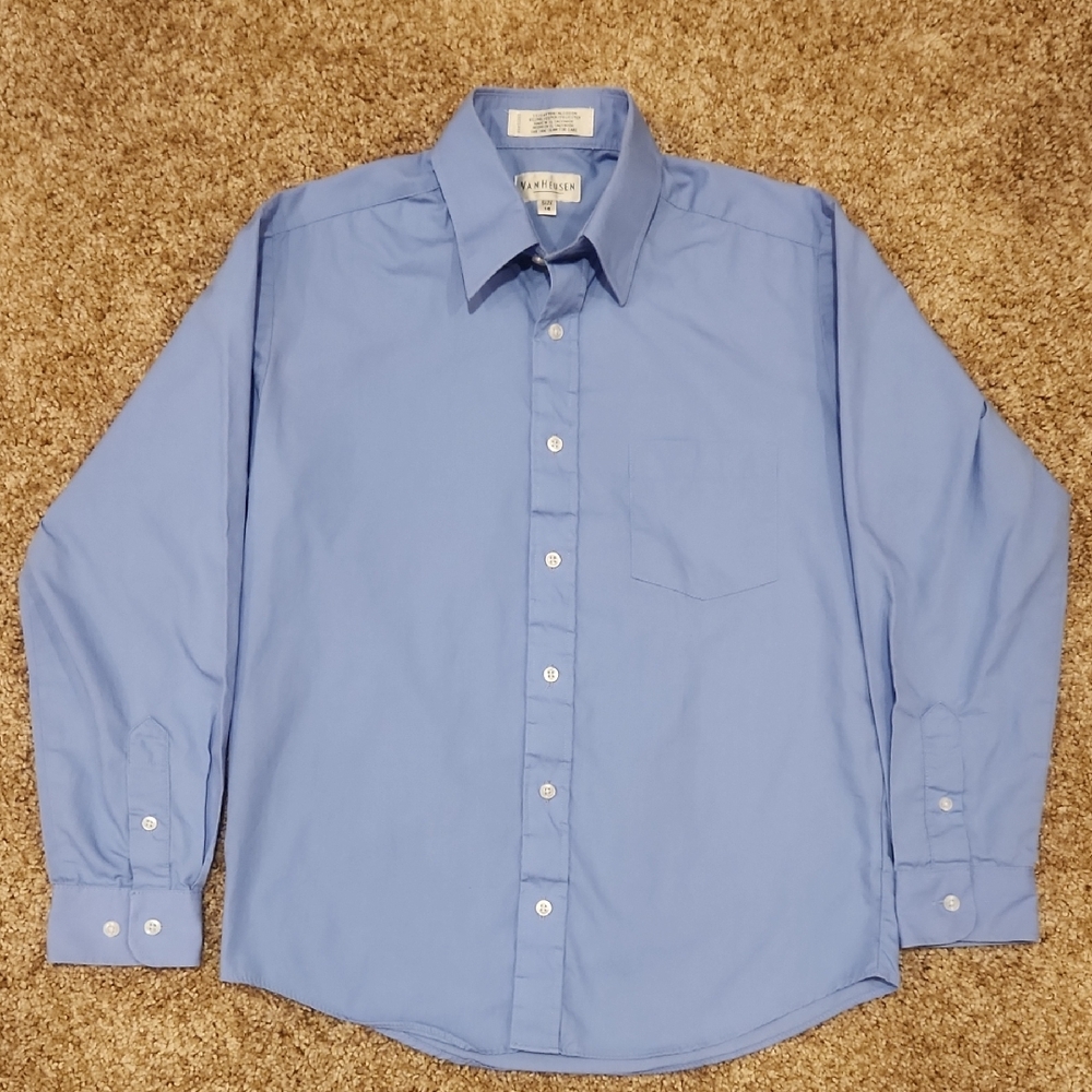 Boys Van Heusen Light Blue Dress Shirt, Size 14